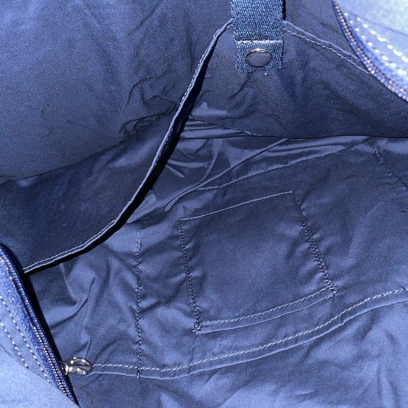 Lands' End Large Classic Quilted Tote Bag-Navy/White - Picture 5 of 5